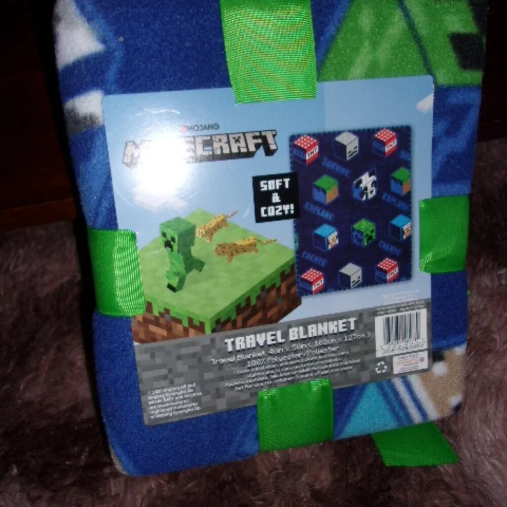 Minecraft 40x50” Throw Blanket Blue New